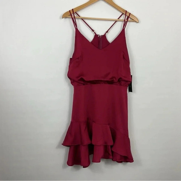 Lulus On The Floor Fuchsia Satin Ruffle Dress Size Small - Picture 1 of 8